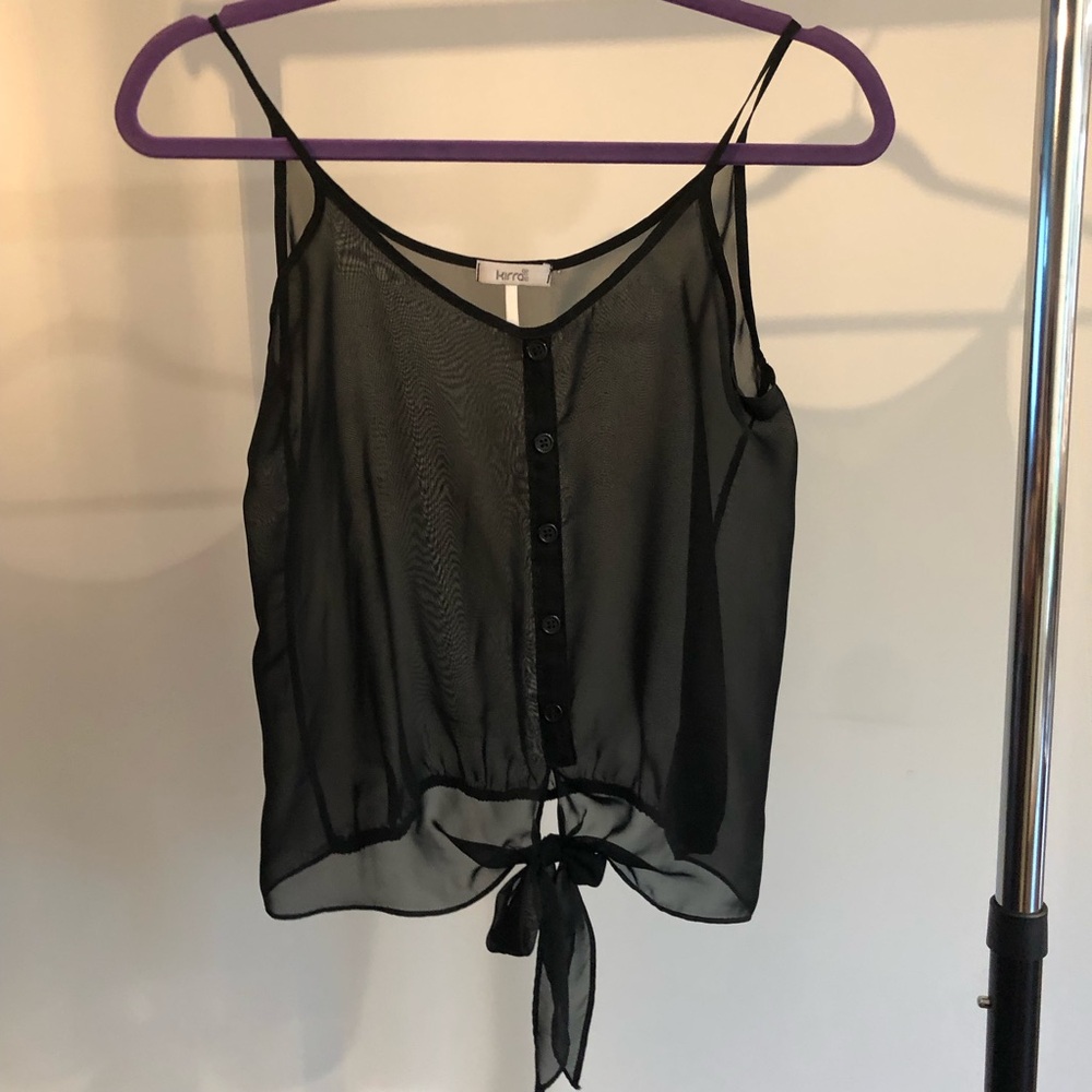 Kirra Black Sheer Button-Front Camisole whimsygoth